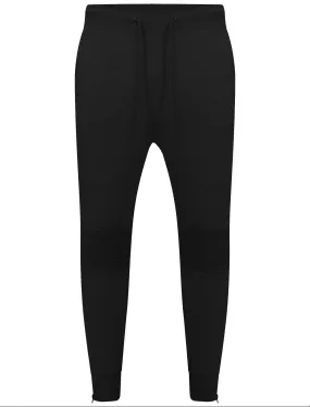 Mens Dominic Qutory Panel Joggers with Zip Cuffs in Black