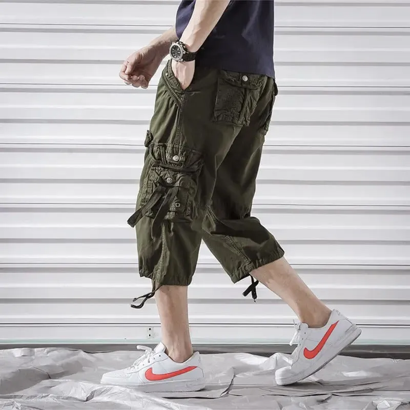 Men's New Cargo Long Walk Shorts Below Knee Casual Pants | 5820