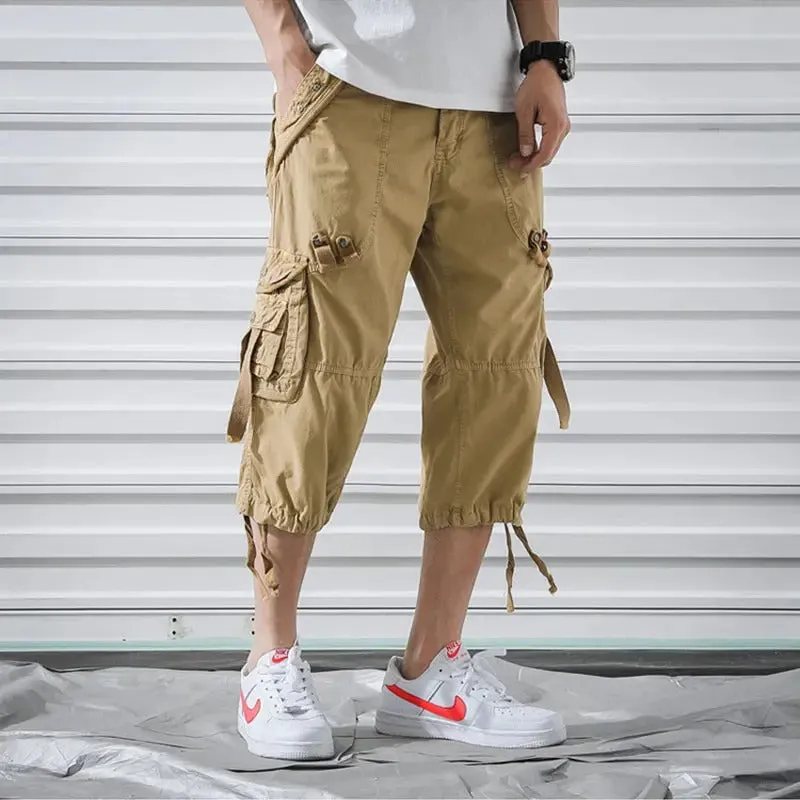 Men's New Cargo Long Walk Shorts Below Knee Casual Pants | 5820