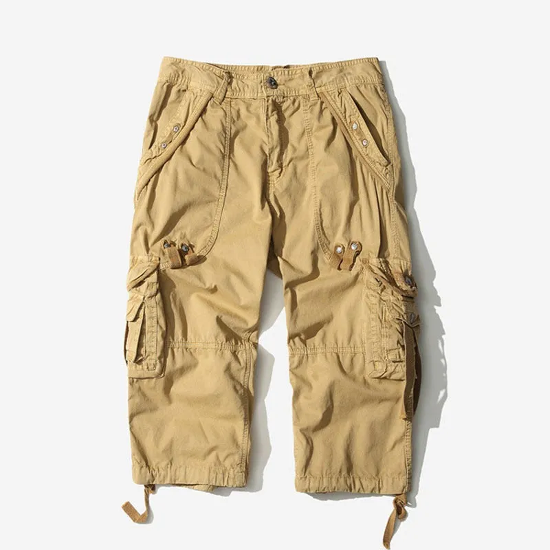 Men's New Cargo Long Walk Shorts Below Knee Casual Pants | 5820