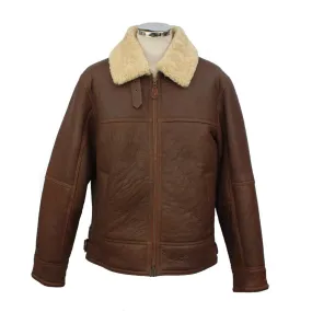 Men's Shaun Leather Sheepskin Jacket - Cognac