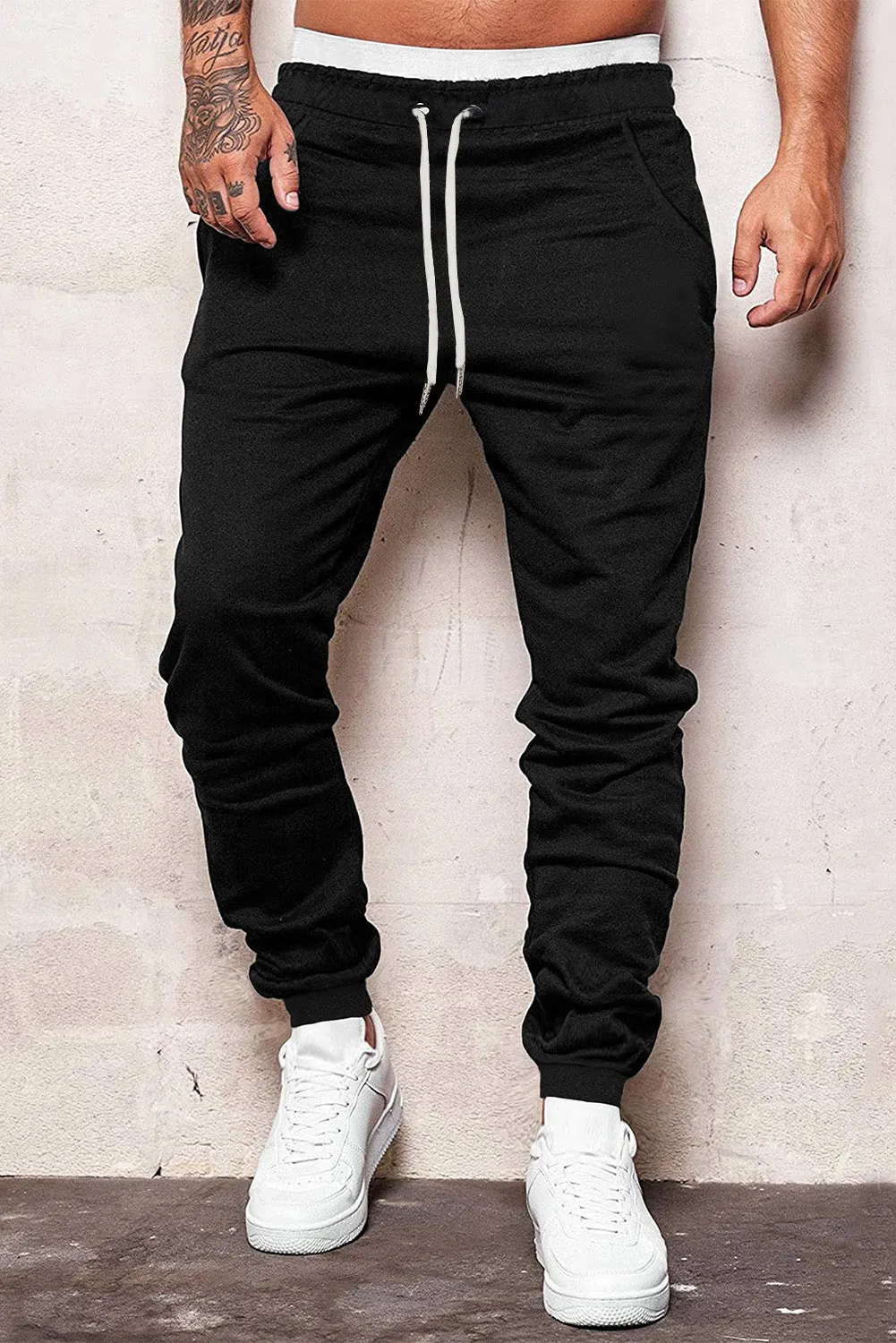 Men's Solid Color Drawstring Elastic Waist Joggers