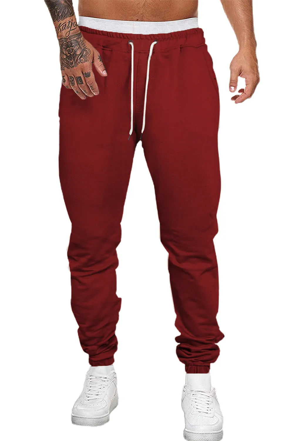 Men's Solid Color Drawstring Elastic Waist Joggers