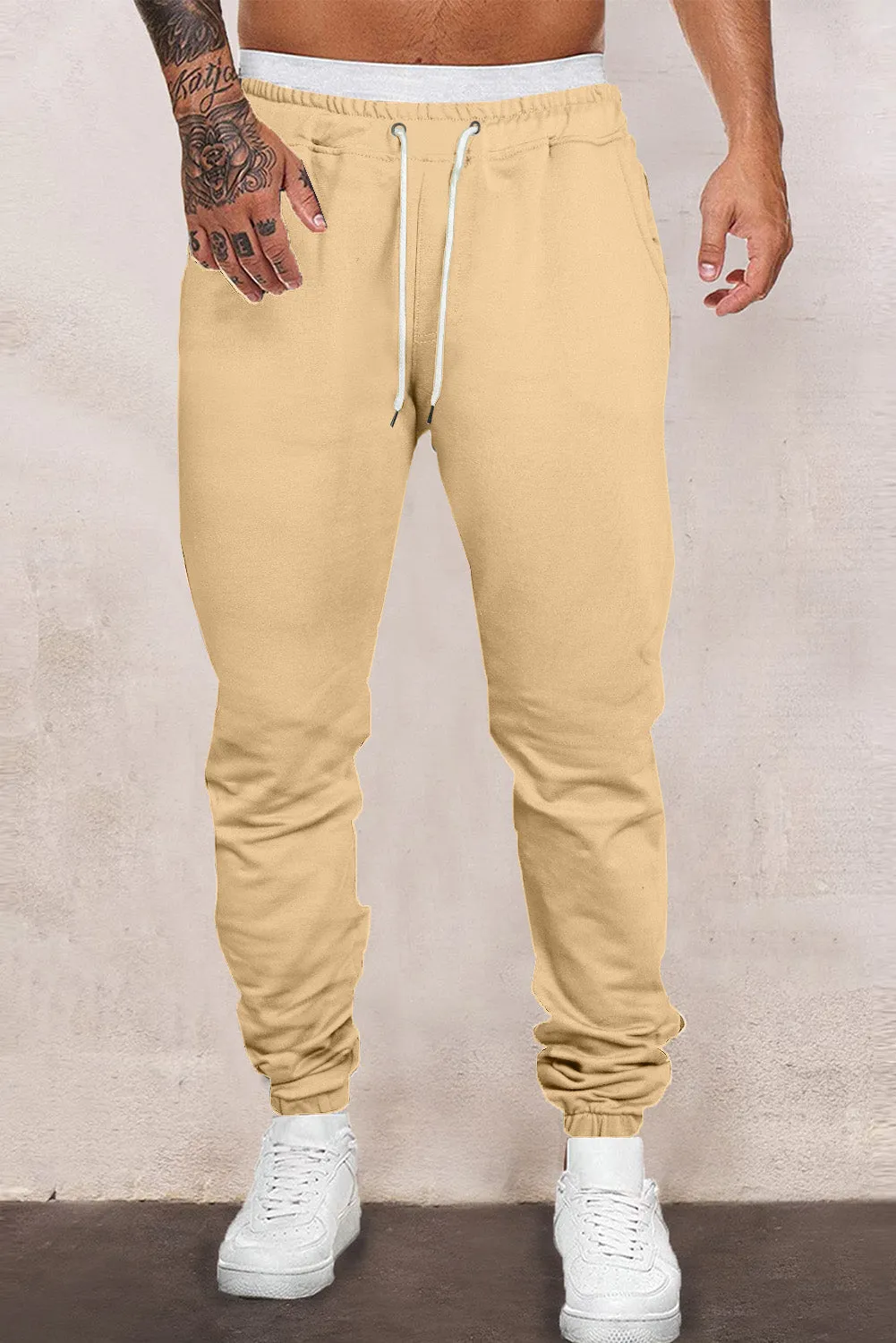 Men's Solid Color Drawstring Elastic Waist Joggers