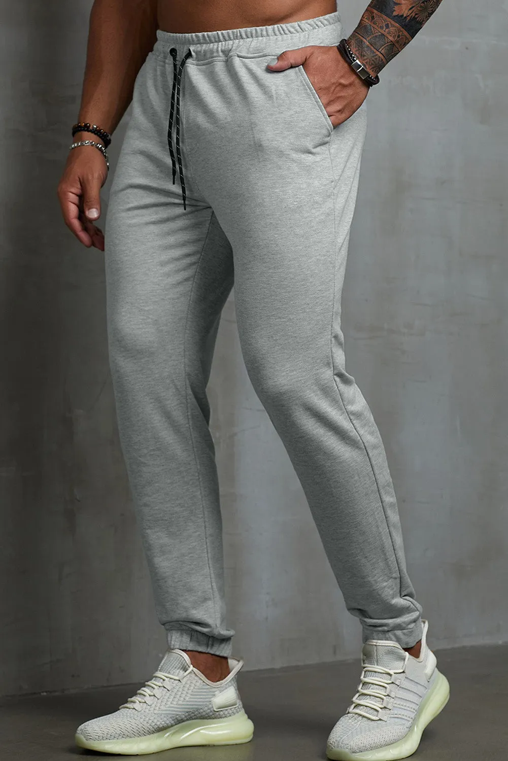 Men's Solid Color Drawstring Elastic Waist Joggers