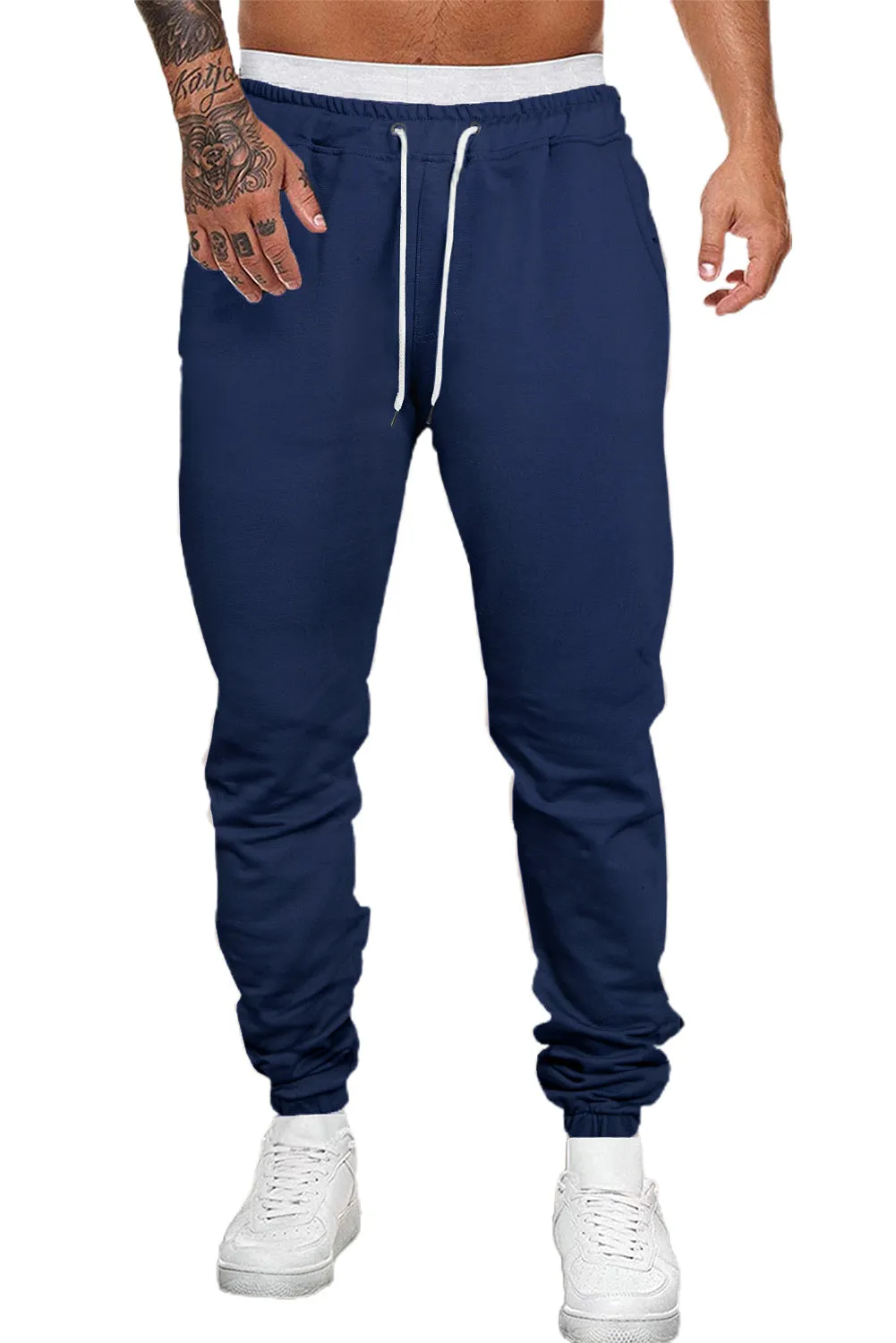 Men's Solid Color Drawstring Elastic Waist Joggers