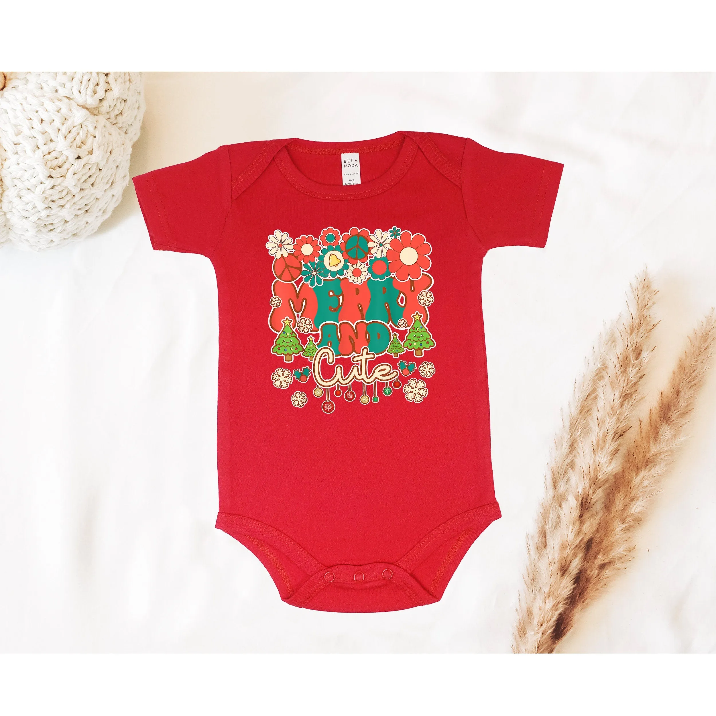 Merry and Cute Christmas Baby Bodysuit