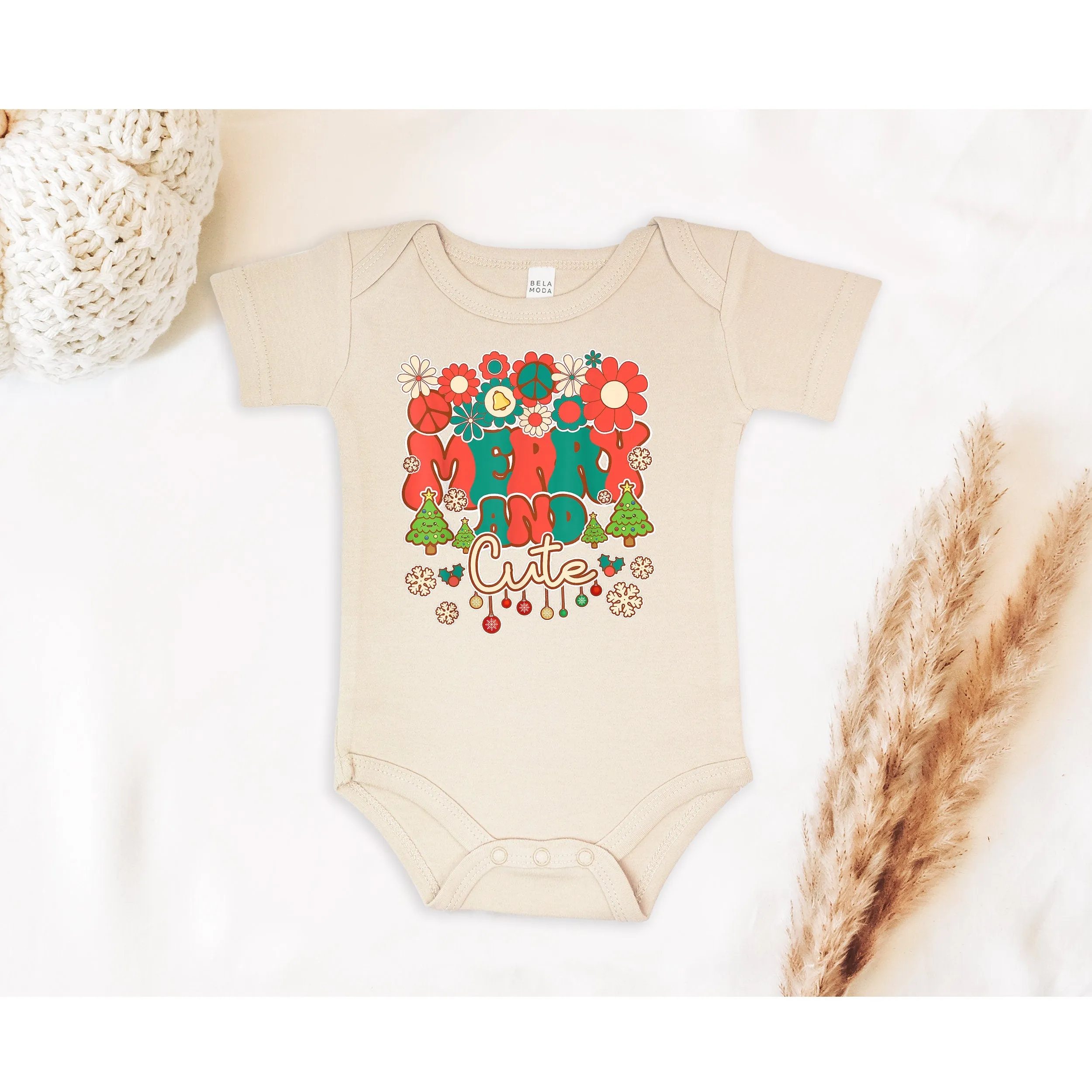 Merry and Cute Christmas Baby Bodysuit