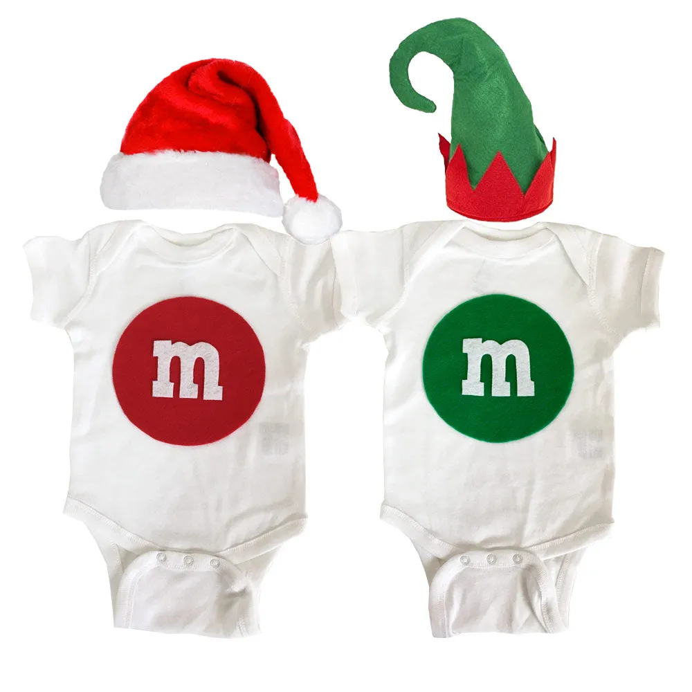 Merry Christmas - M and M's Baby Bodysuit - Red