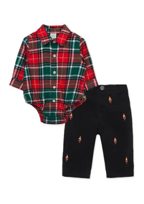 Merry Plaid Pants Set