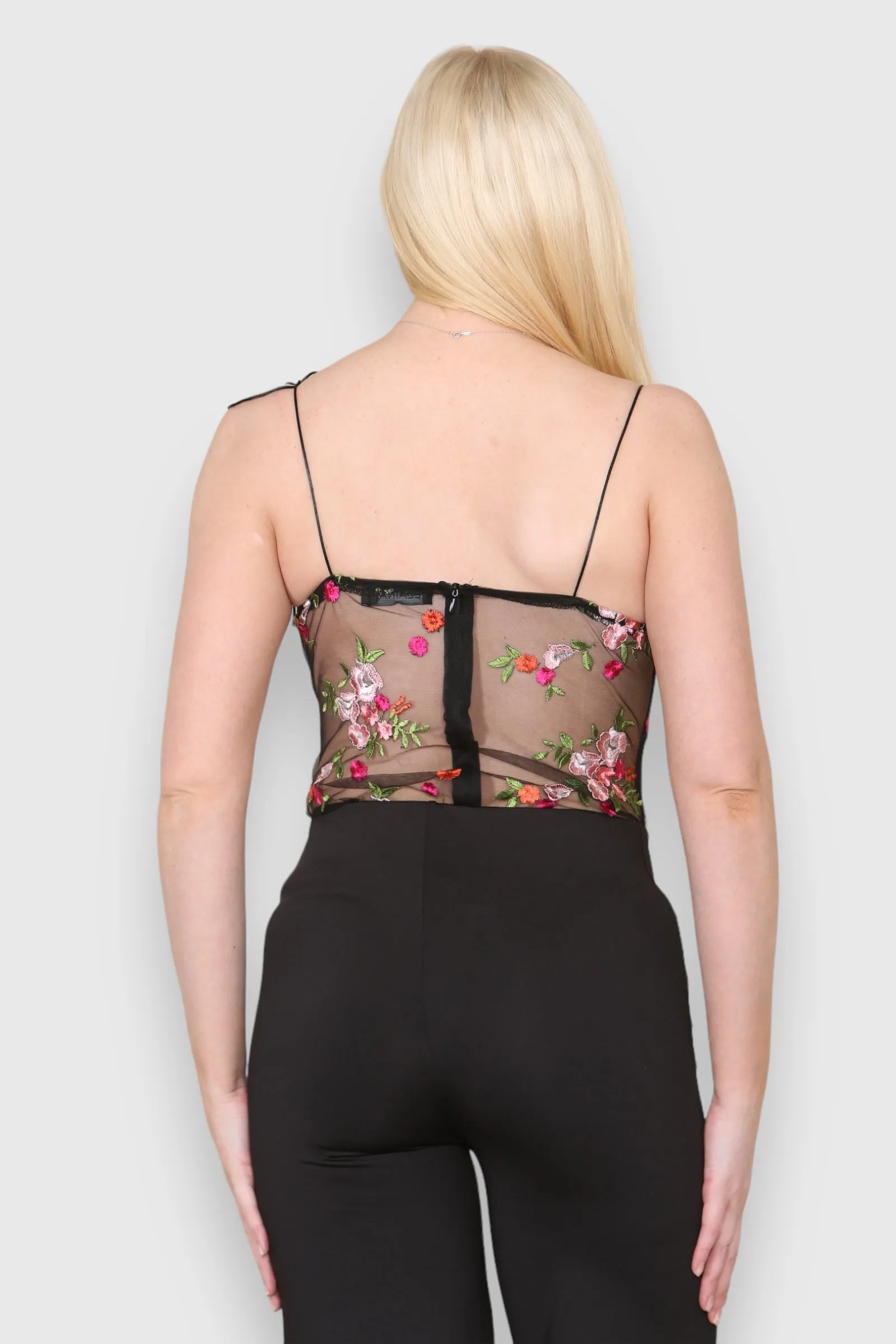 Mesh Embroidered Bodice Bodysuit