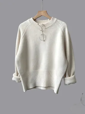 Metaversmall Autumn Winter Women Knitted Sweater Pullovers Female Jumper Warm Beige Light Coffee O-neck Basic Sweaters Tops 7 Colors