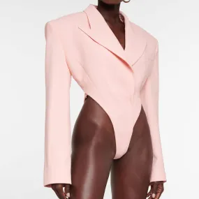 Mikelle Notched Collar Single Breasted Bodysuit