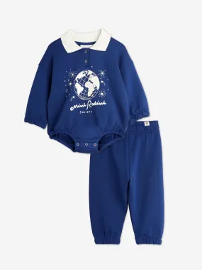 Mini Rodini Baby Society Bodysuit Set in Blue