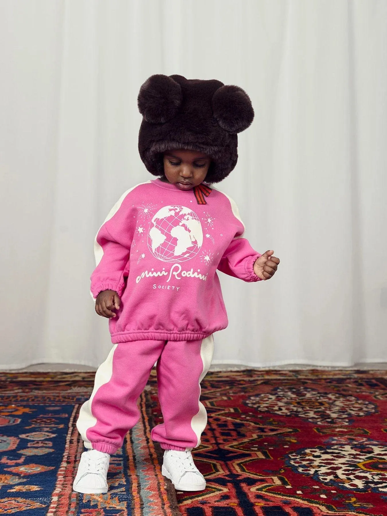 Mini Rodini Girls Society Sweatshirt in Pink