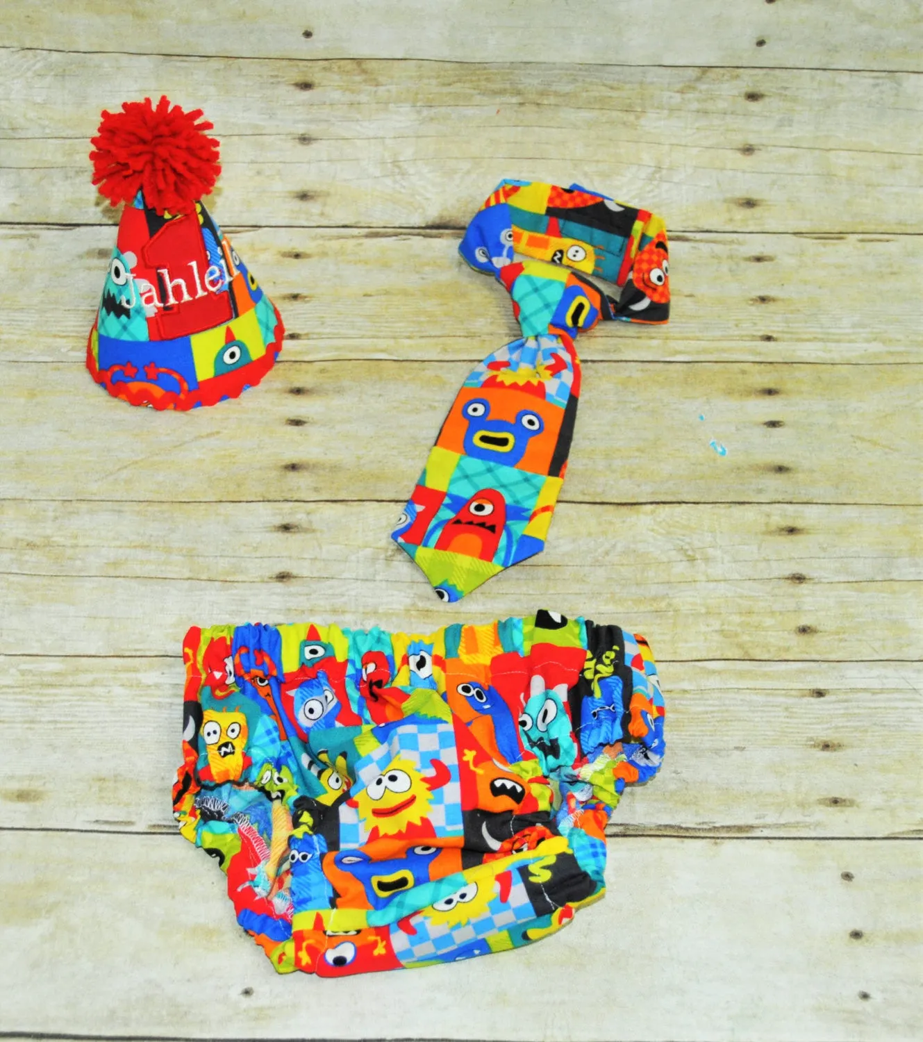 Monster cake smash outfit with party hat, Monster birthday, 1st 2nd 3rd  birthday, Monsters Shirt, 1st birthday outfit, monster tie