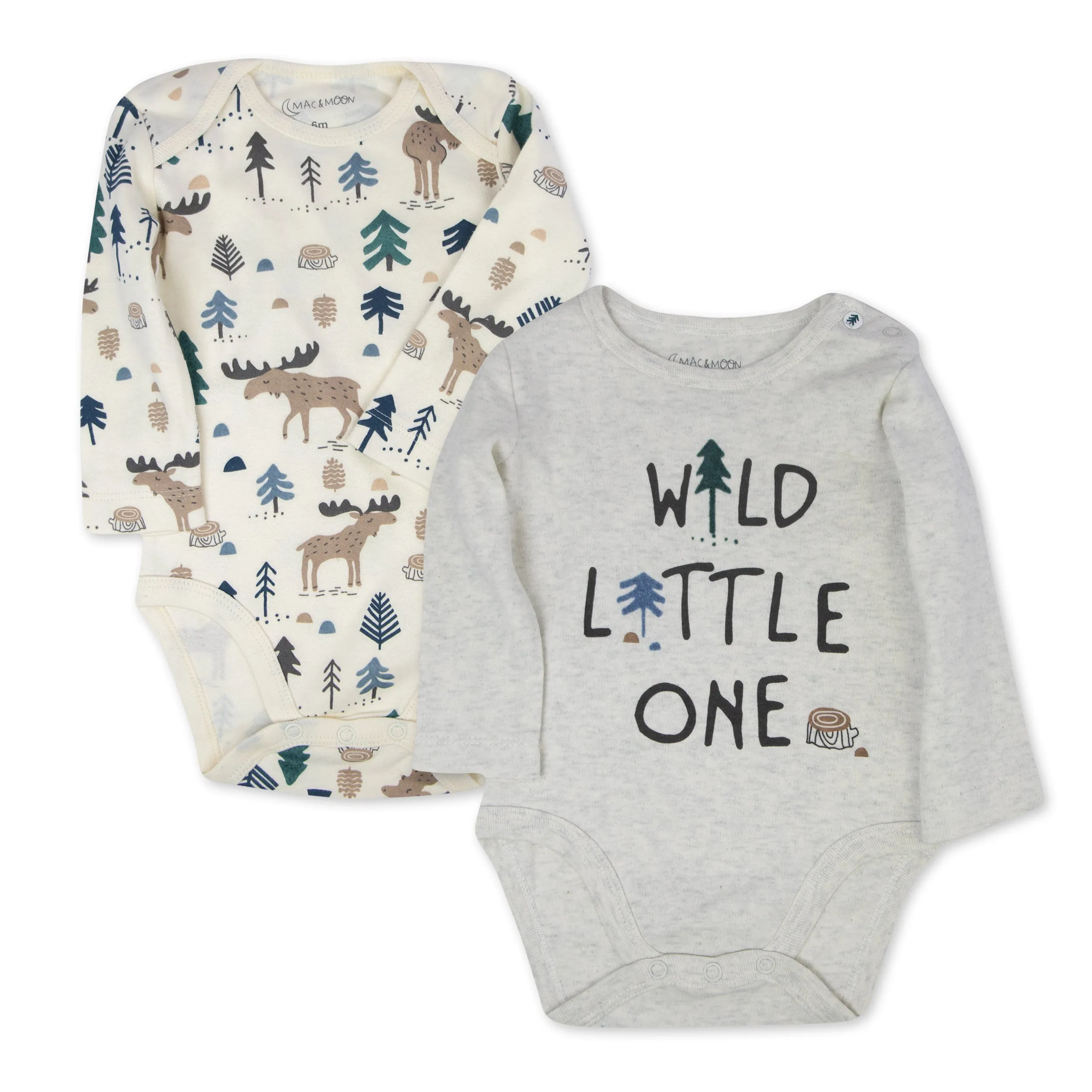 Moose and Pine Tree 2pk Long Sleeve Bodysuit