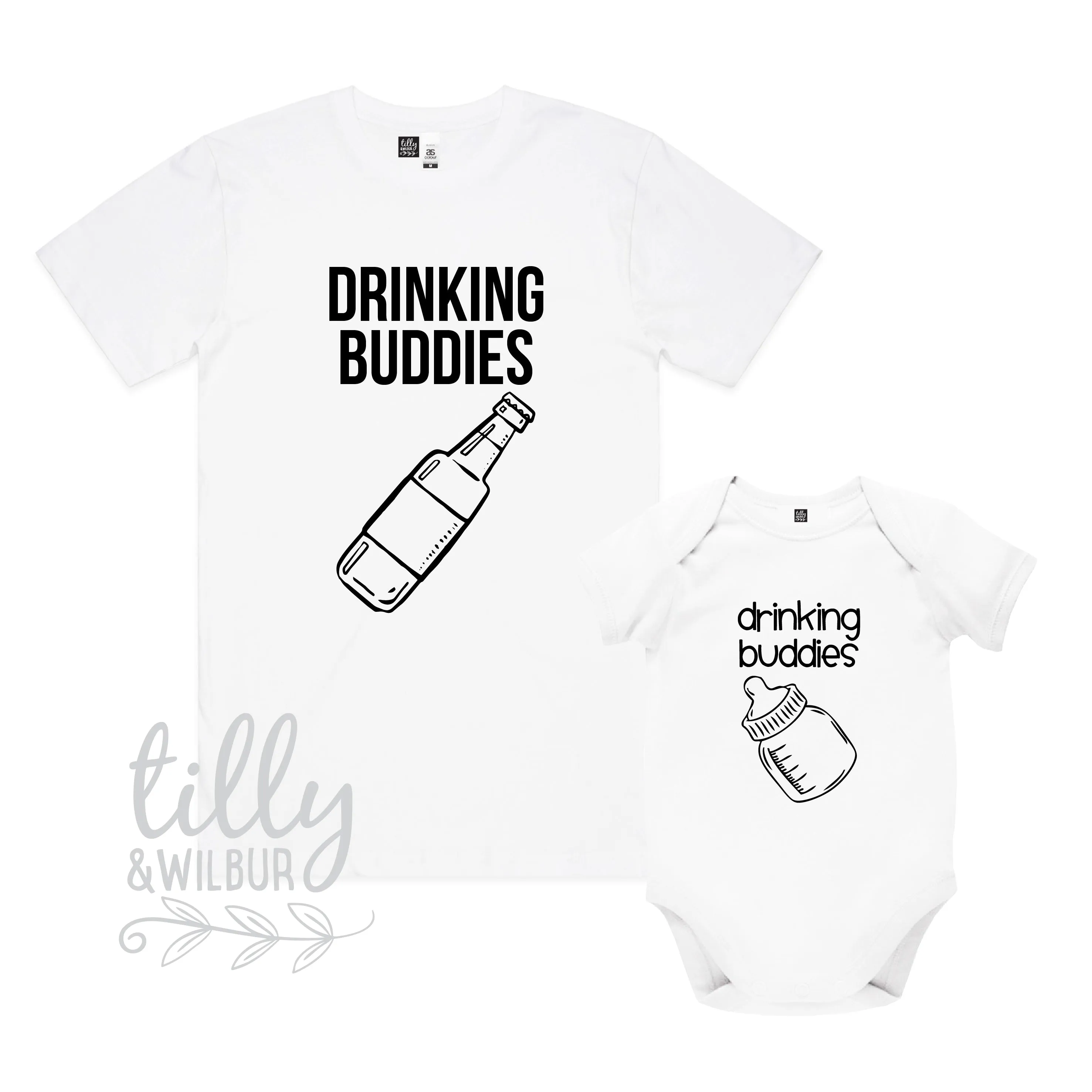 *MORE COLOURS AVAILABLE* Drinking Buddies Beer Matching Shirt & Bodysuit