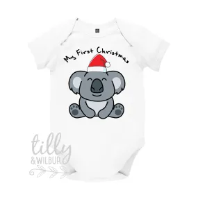 *MORE COLOURS AVAILABLE* My 1st Christmas Koala Bear Baby Bodysuit