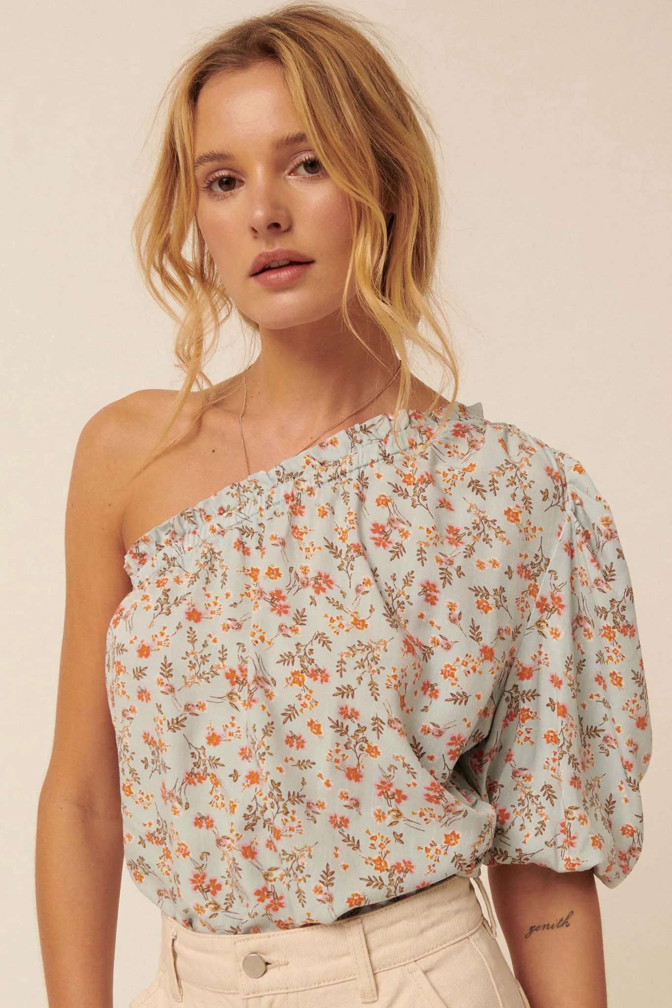 Morning Bloom Floral-Print One-Shoulder Bodysuit