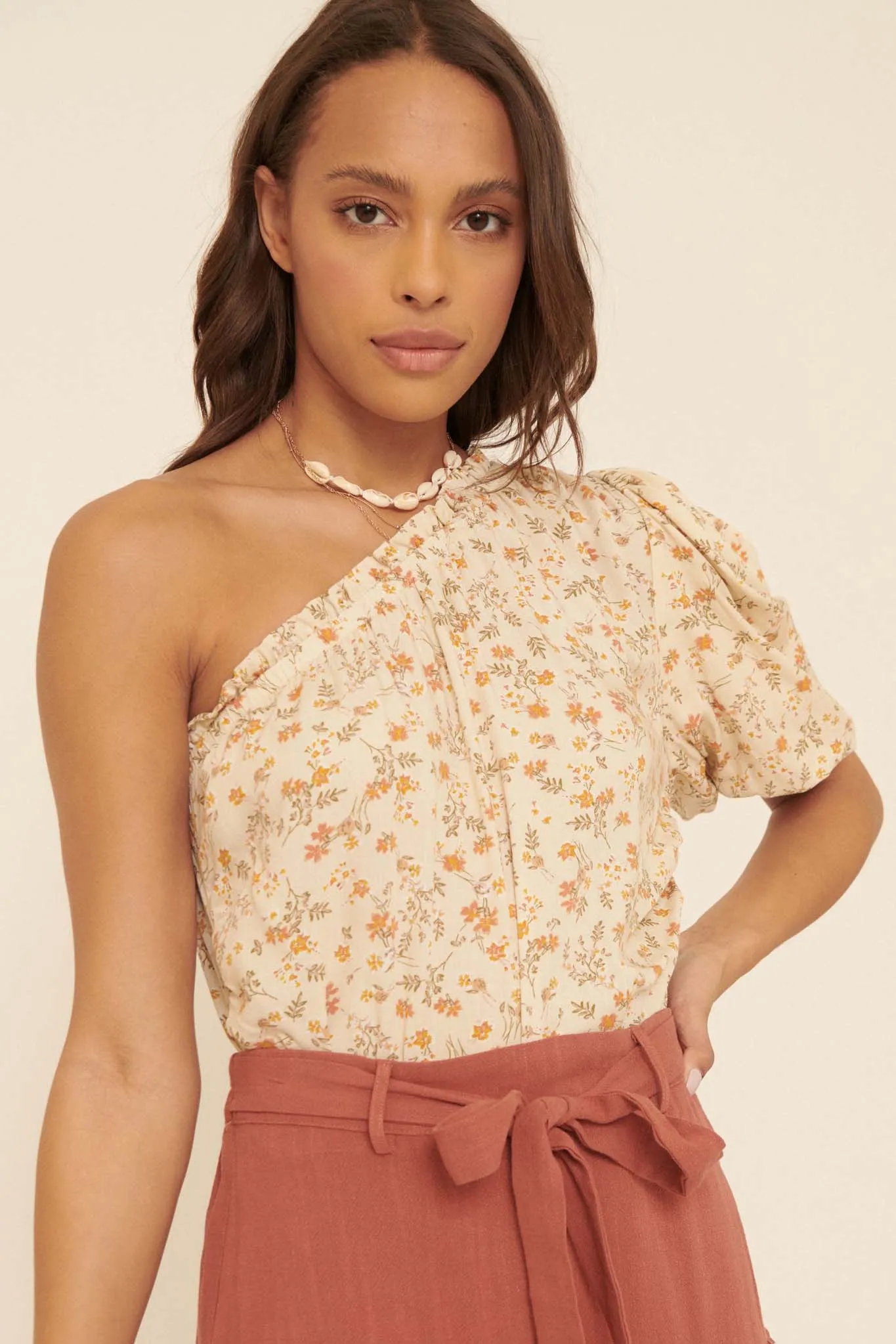 Morning Bloom Floral-Print One-Shoulder Bodysuit