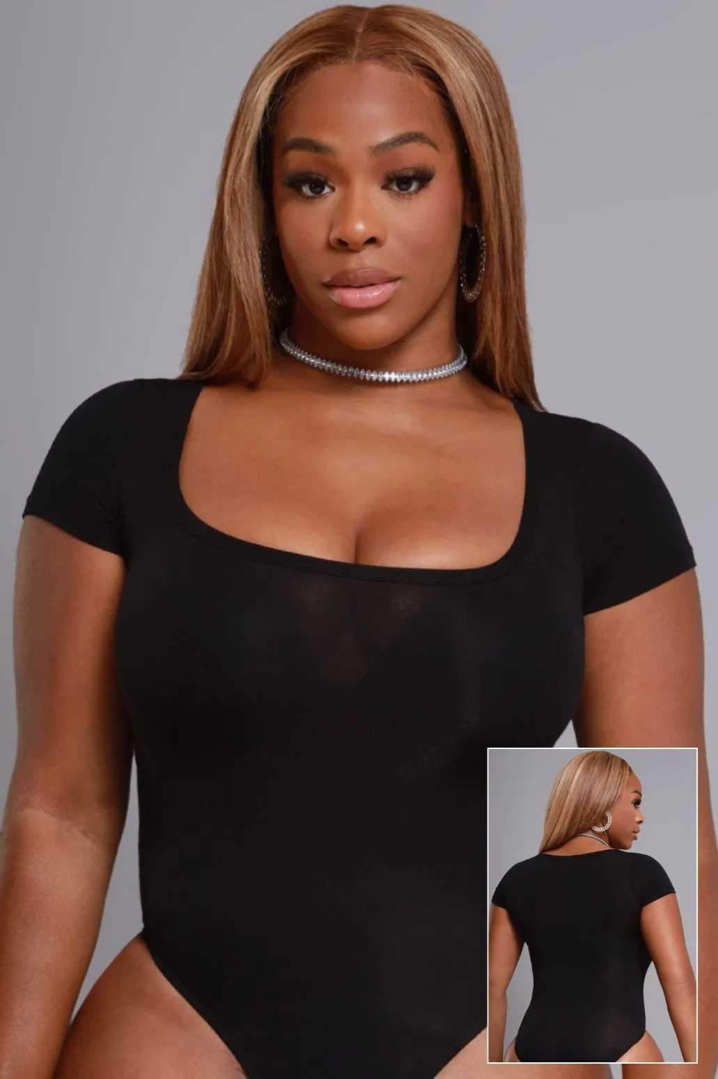 Must Have Basic Bodysuit - Black Deep Plunge