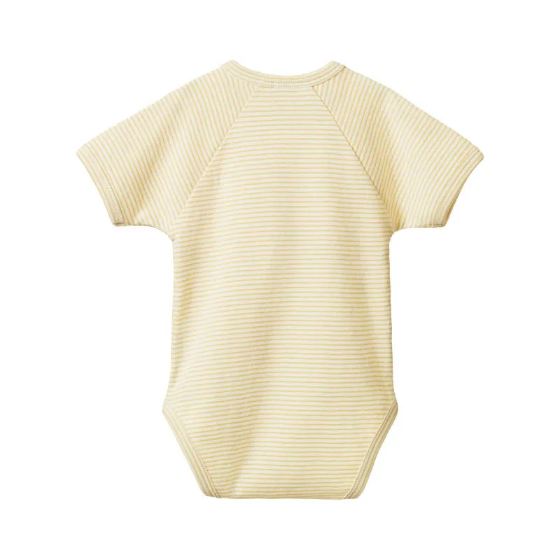 Nature Baby SS Kimono Bodysuit - Sand Pinstripe