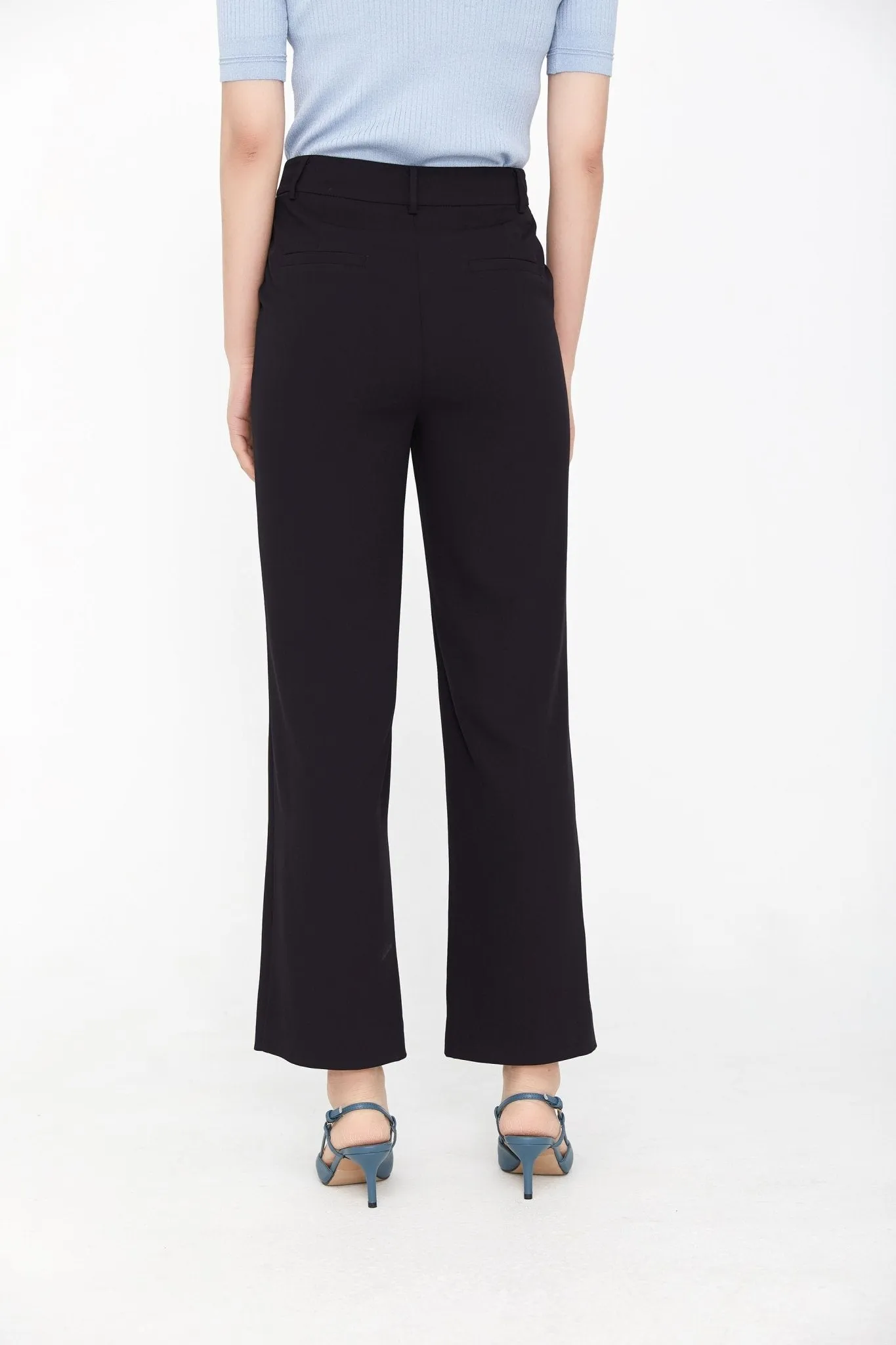 Navy Blue Wide Leg High Waist Pants