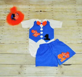 nemo birthday outfit, nemo cake smash, 1st 2nd 3rd birthday, Boys cake smash outfit, nemo Banner