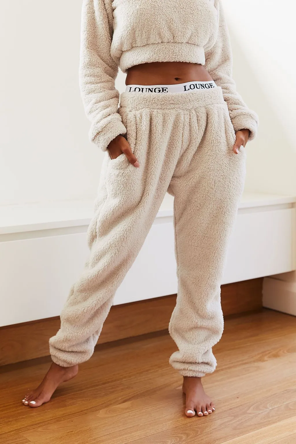 Oatmeal Cream Teddy Joggers