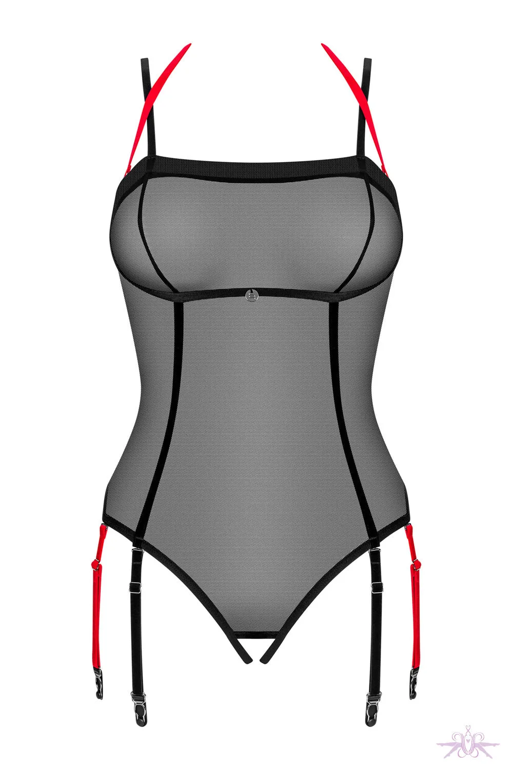 Obsessive Glandez Crotchless Suspender Bodysuit