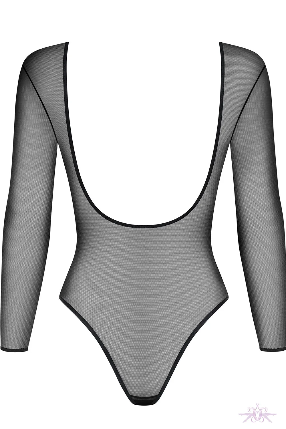 Obsessive Sheer Black Long Sleeved Bodysuit