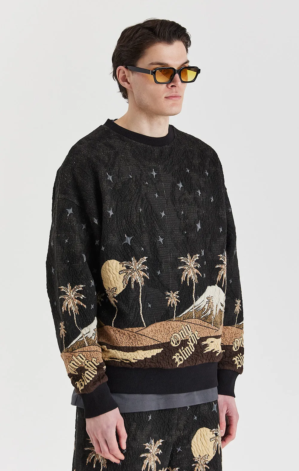 ONLY THE BLIND - Sepia Mountain Jacquard Sweatshirt