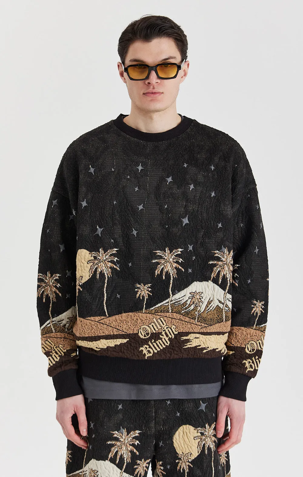 ONLY THE BLIND - Sepia Mountain Jacquard Sweatshirt