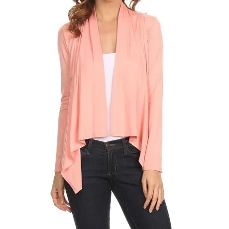 Open Draped Cardigan in Peach