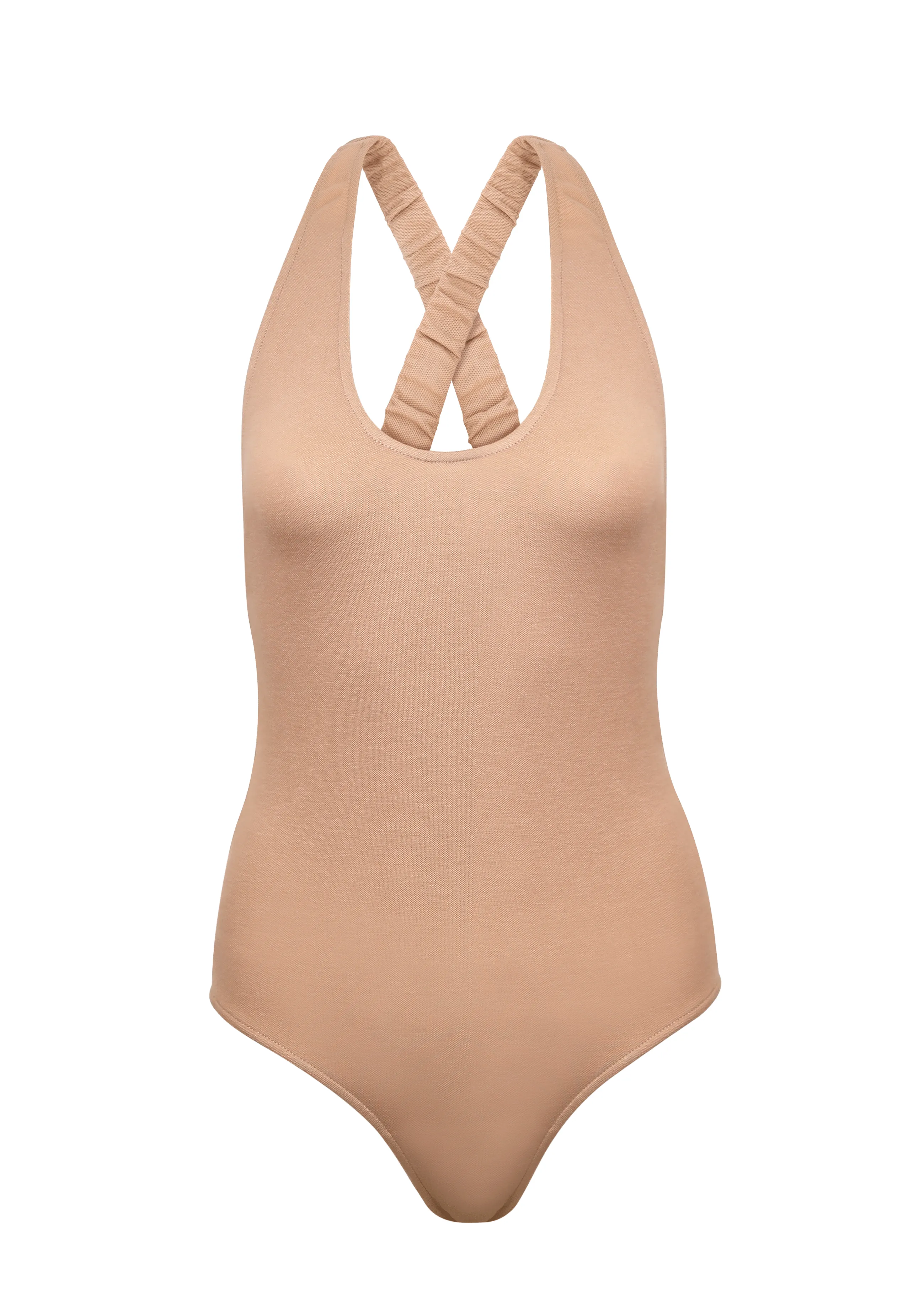 Organic Cotton Cross-Back Bodysuit | Light Brown