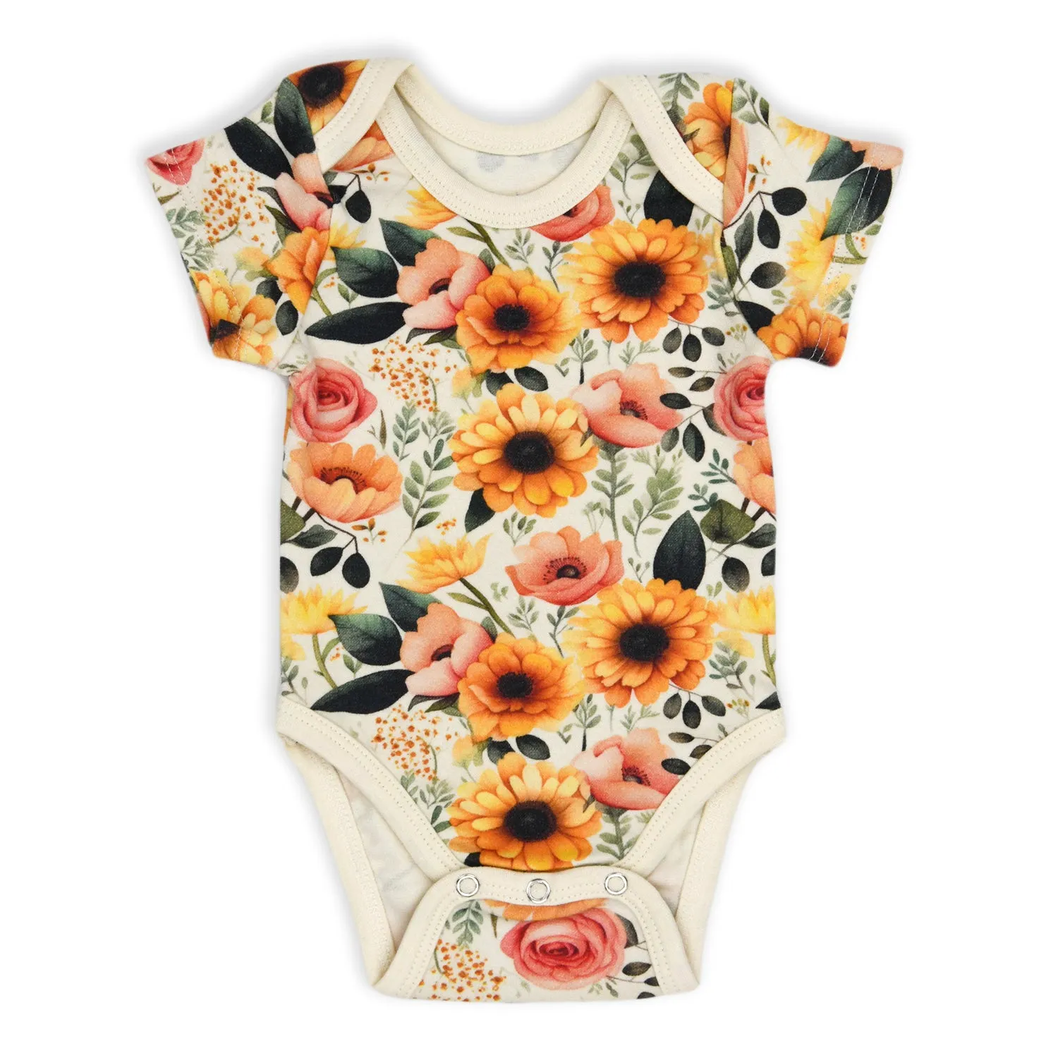 Organic Cotton Short Sleeve Baby Bodysuit, Poppy