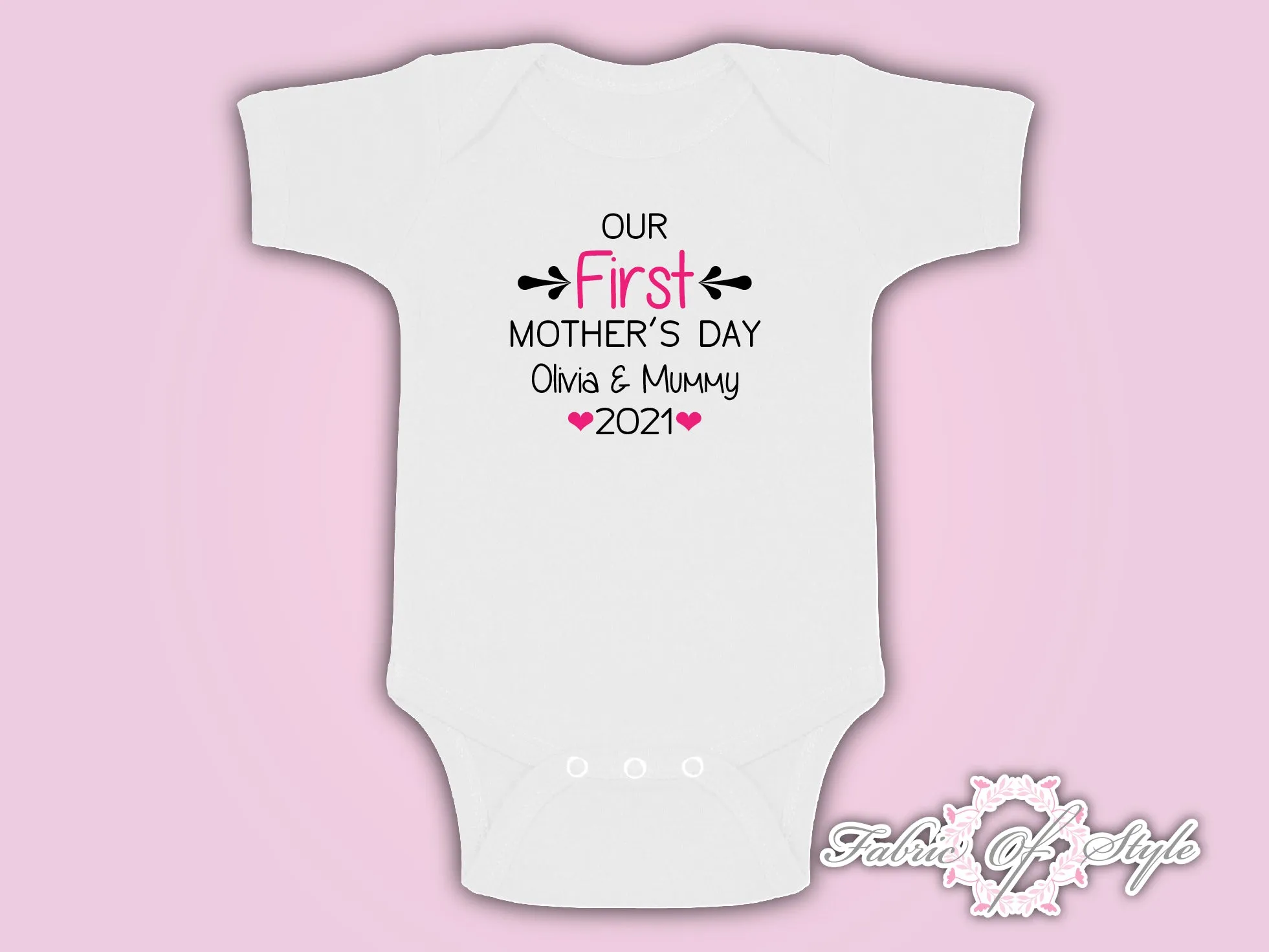 Personalised Our First Mothers Day Baby Kids 2021 Body Suit Vest Girl