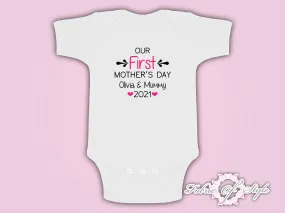 Personalised Our First Mothers Day Baby Kids 2021 Body Suit Vest Girl