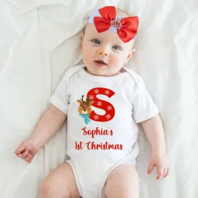 Personalized Christmas Bodysuit and Hair Bow