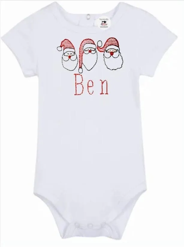 Personalized  Christmas Trio  Santa Unisex Baby Onesie Bodysuit Gift