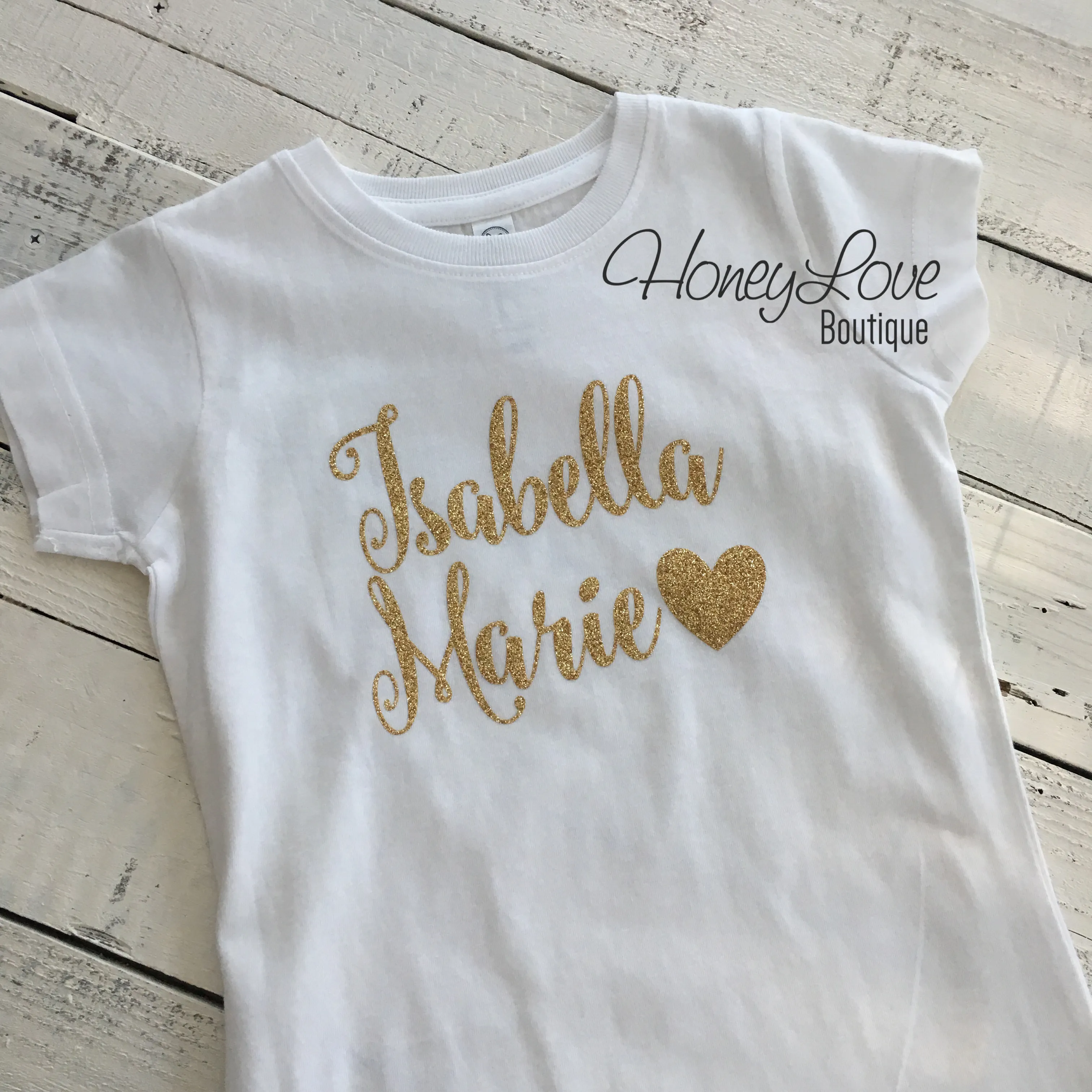 Personalized Name with Heart - Silver/Gold Glitter