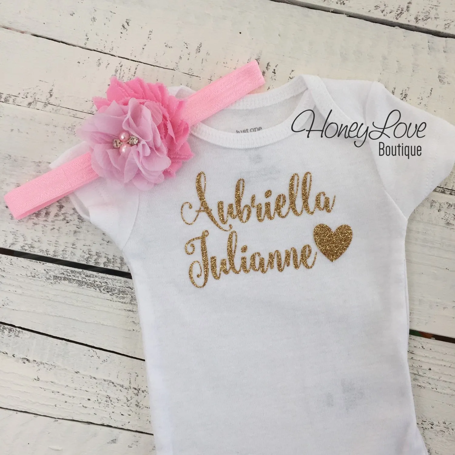 Personalized Name with Heart - Silver/Gold Glitter