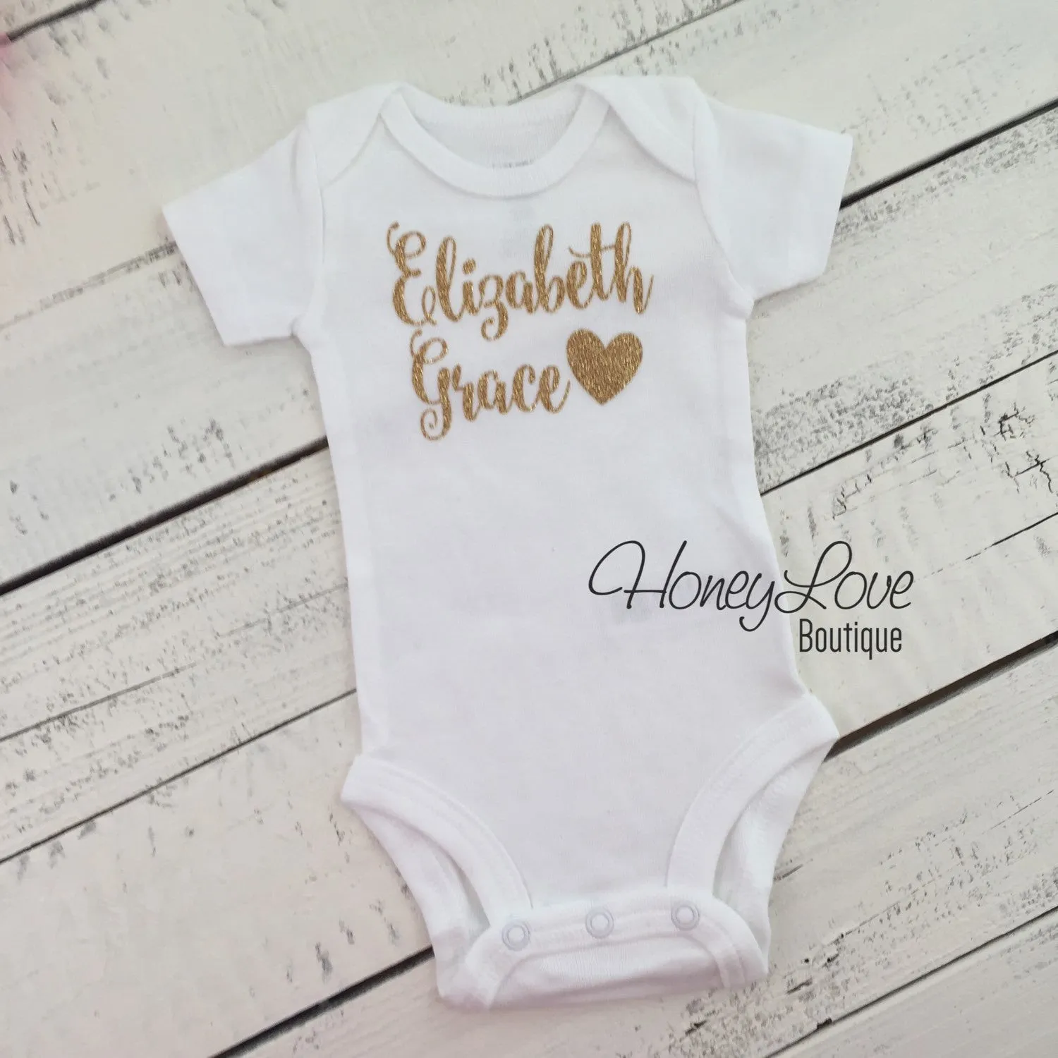 Personalized Name with Heart - Silver/Gold Glitter