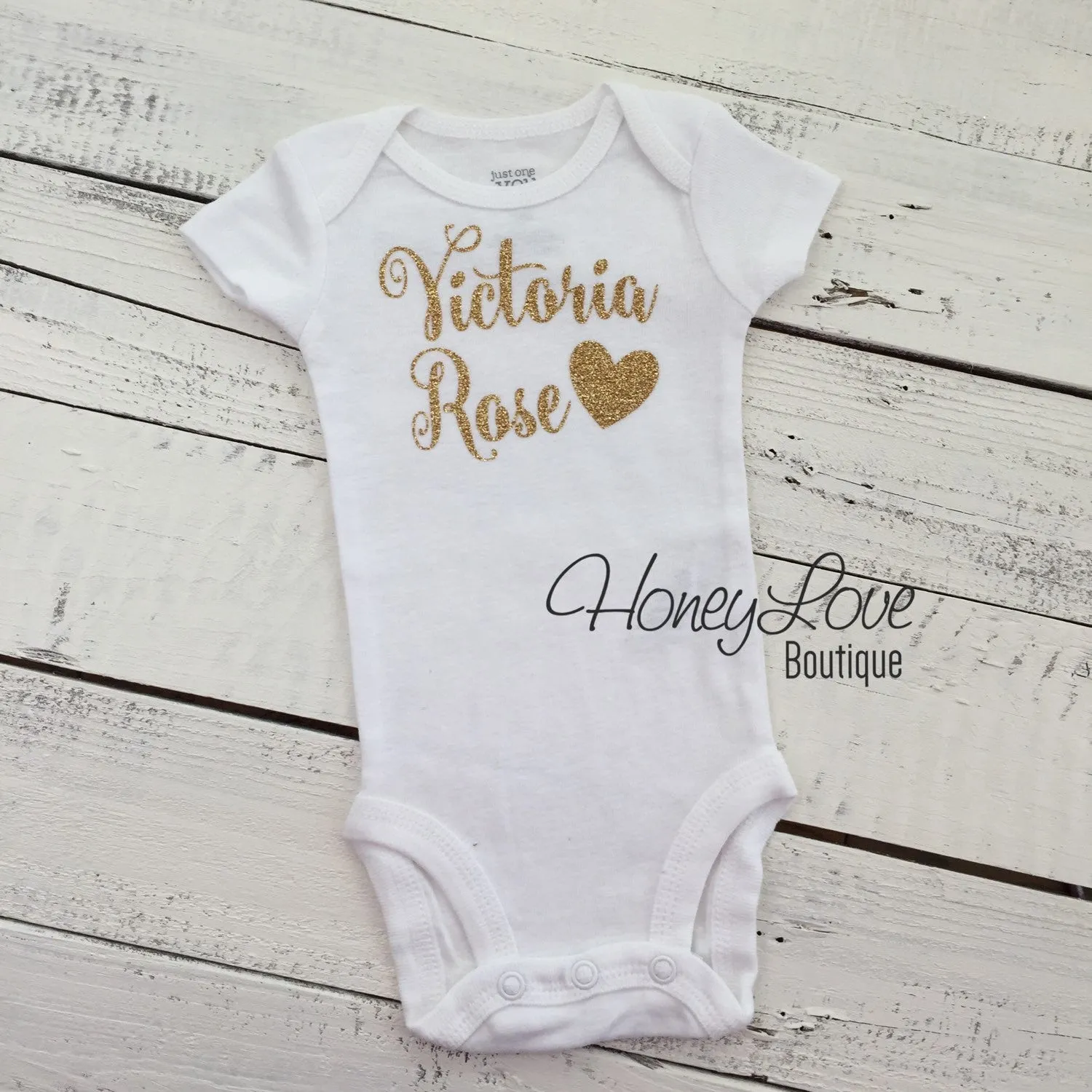 Personalized Name with Heart - Silver/Gold Glitter