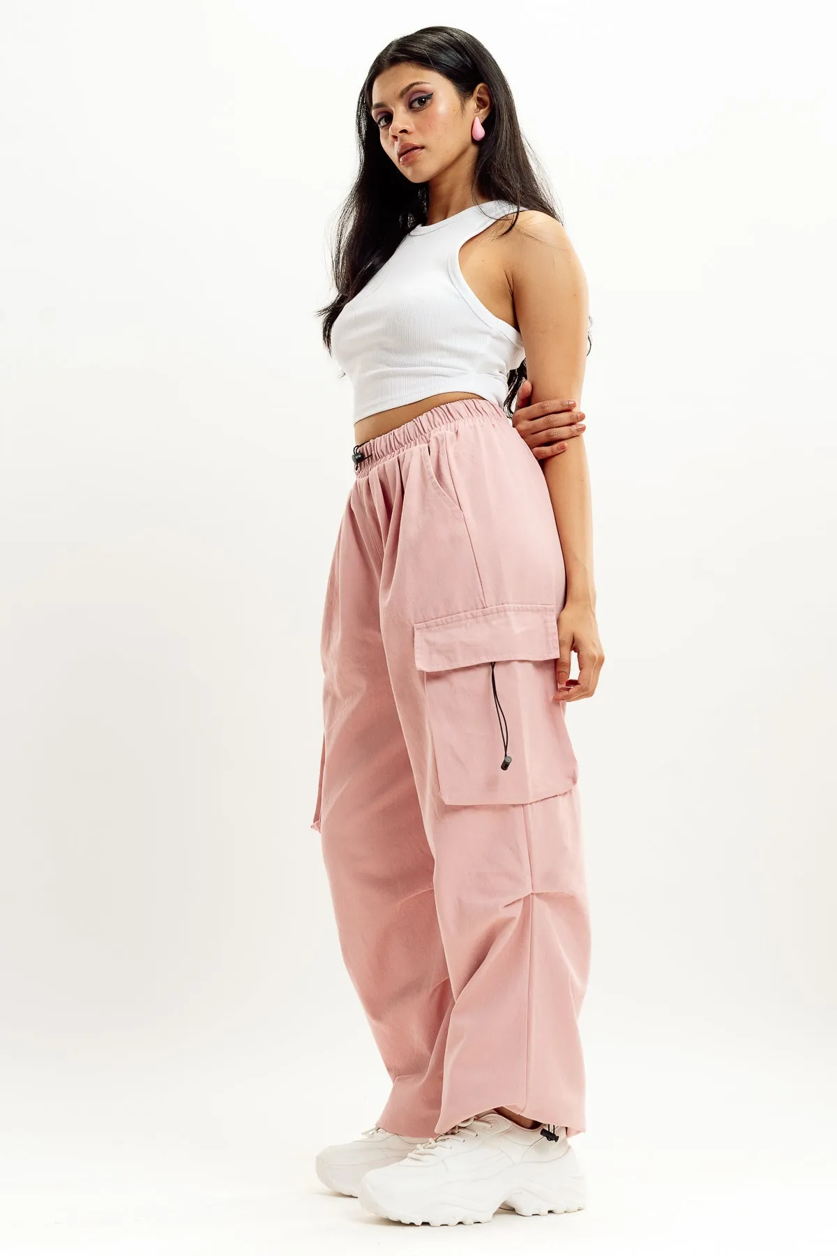 Pink Drawstring Cargo Pant