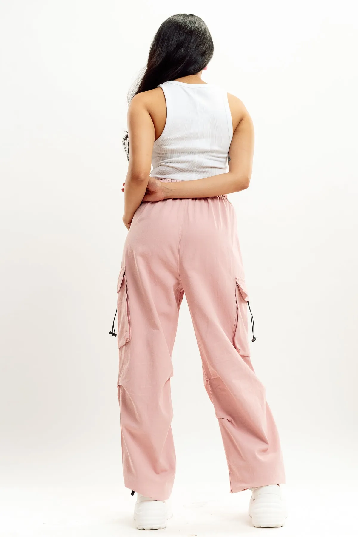 Pink Drawstring Cargo Pant