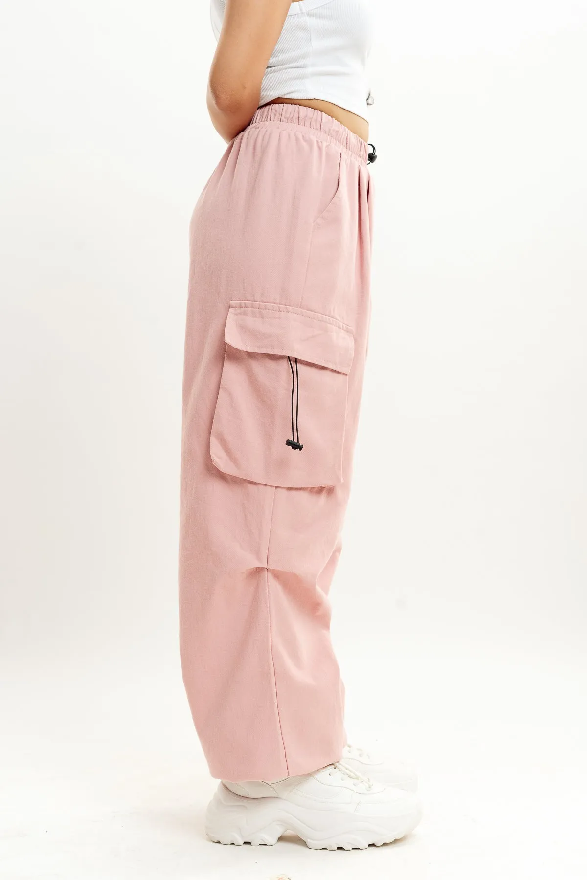 Pink Drawstring Cargo Pant