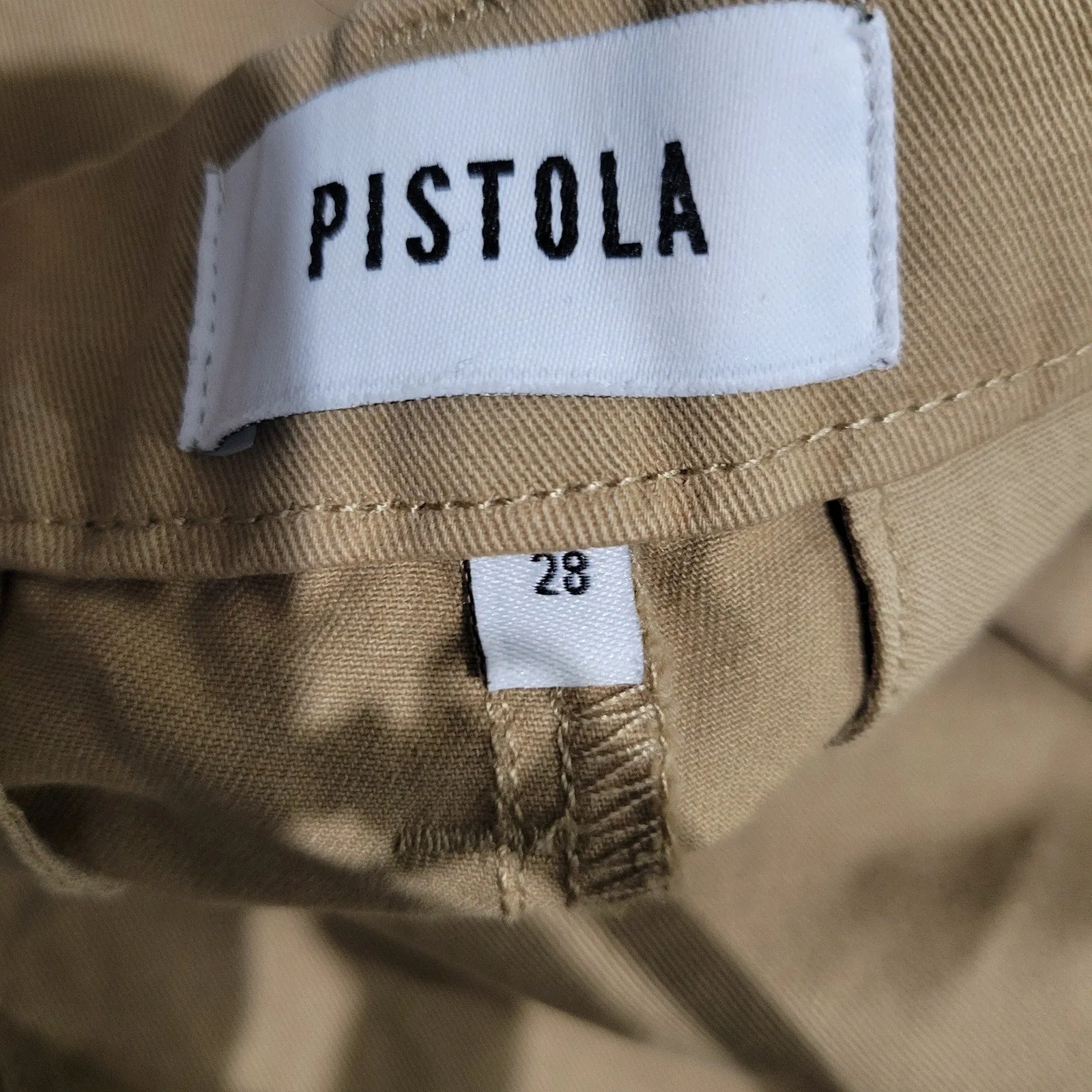 Pistola Kellin Pleated Trouser Tan Khaki Chino Pants Cropped Tapered Cuffed Size 29