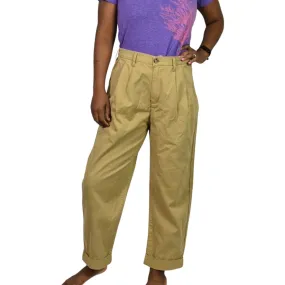 Pistola Kellin Pleated Trouser Tan Khaki Chino Pants Cropped Tapered Cuffed Size 29